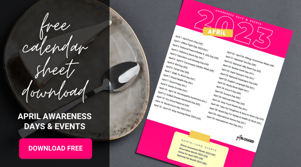 April awareness days and events 2023 – free calendar download